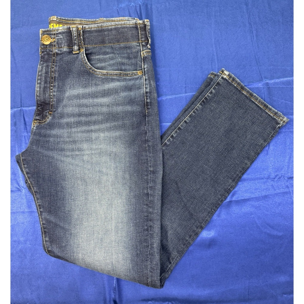 Lee Extreme Motion Men's 36x34 Athletic Tapered Leg Blue Denim Performance Jeans